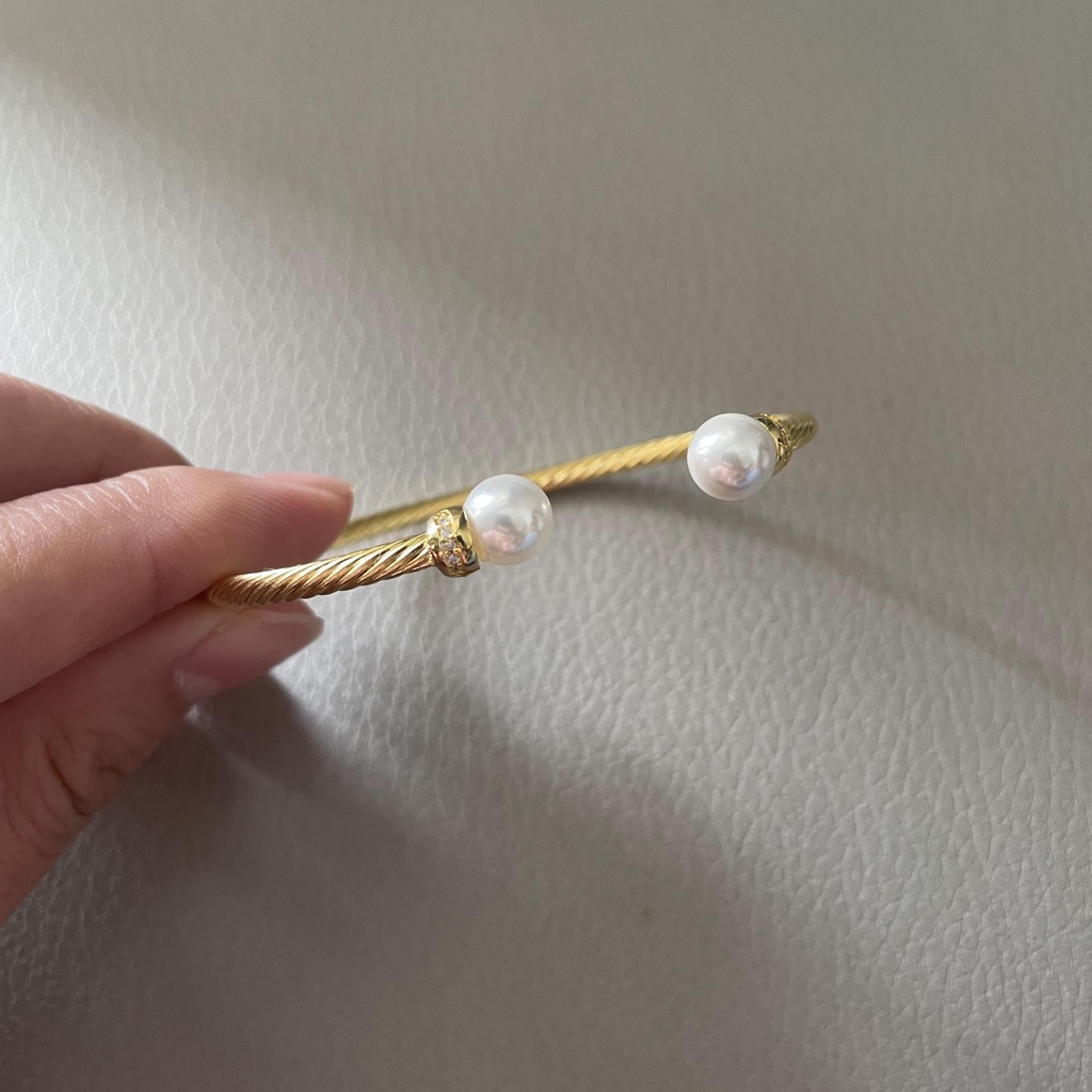David Yurman Petite Solari Pearl Bracelet In 18k Yellow Gold With Pav Diamonds